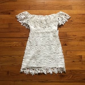 M white off the shoulder lace dress